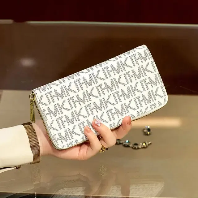 12942 1c-007 Monedero con cremallera de letras de lujo elegante coreano