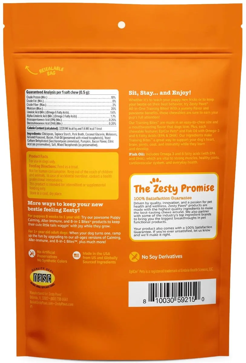All in One Training Bites Bacon Flavor Soft Chews For Dogs - Pouch