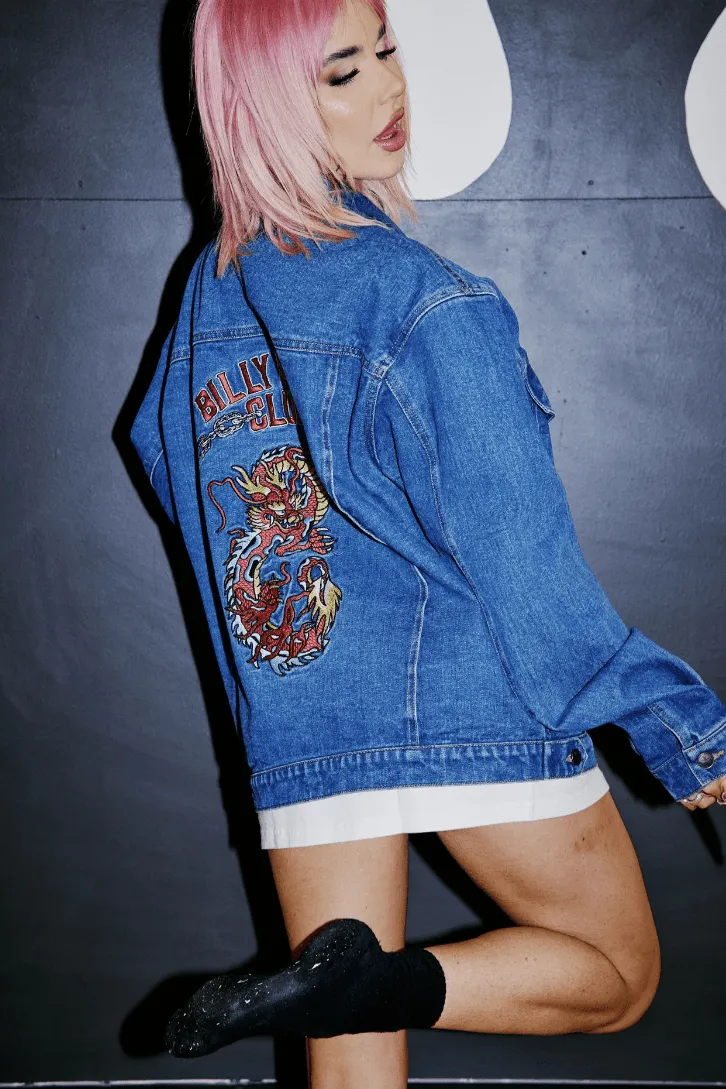 BILLY BONES CLUB DRAGON DENIM JACKET - INDIGO BLUE