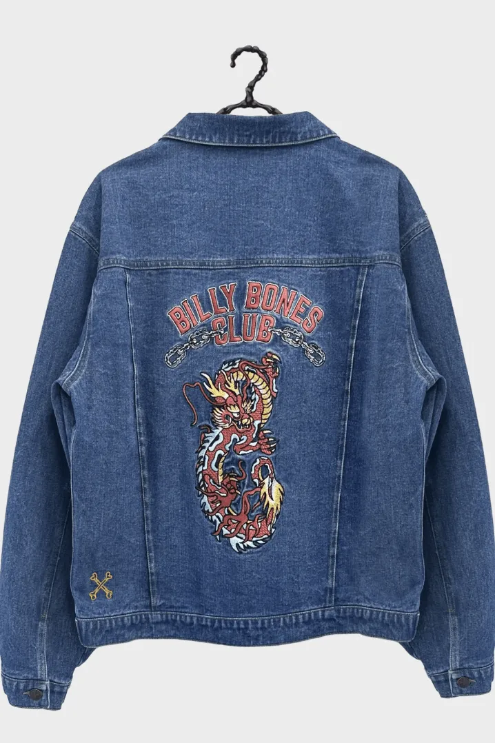 BILLY BONES CLUB DRAGON DENIM JACKET - INDIGO BLUE