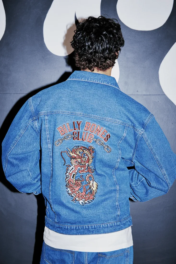 BILLY BONES CLUB DRAGON DENIM JACKET - INDIGO BLUE