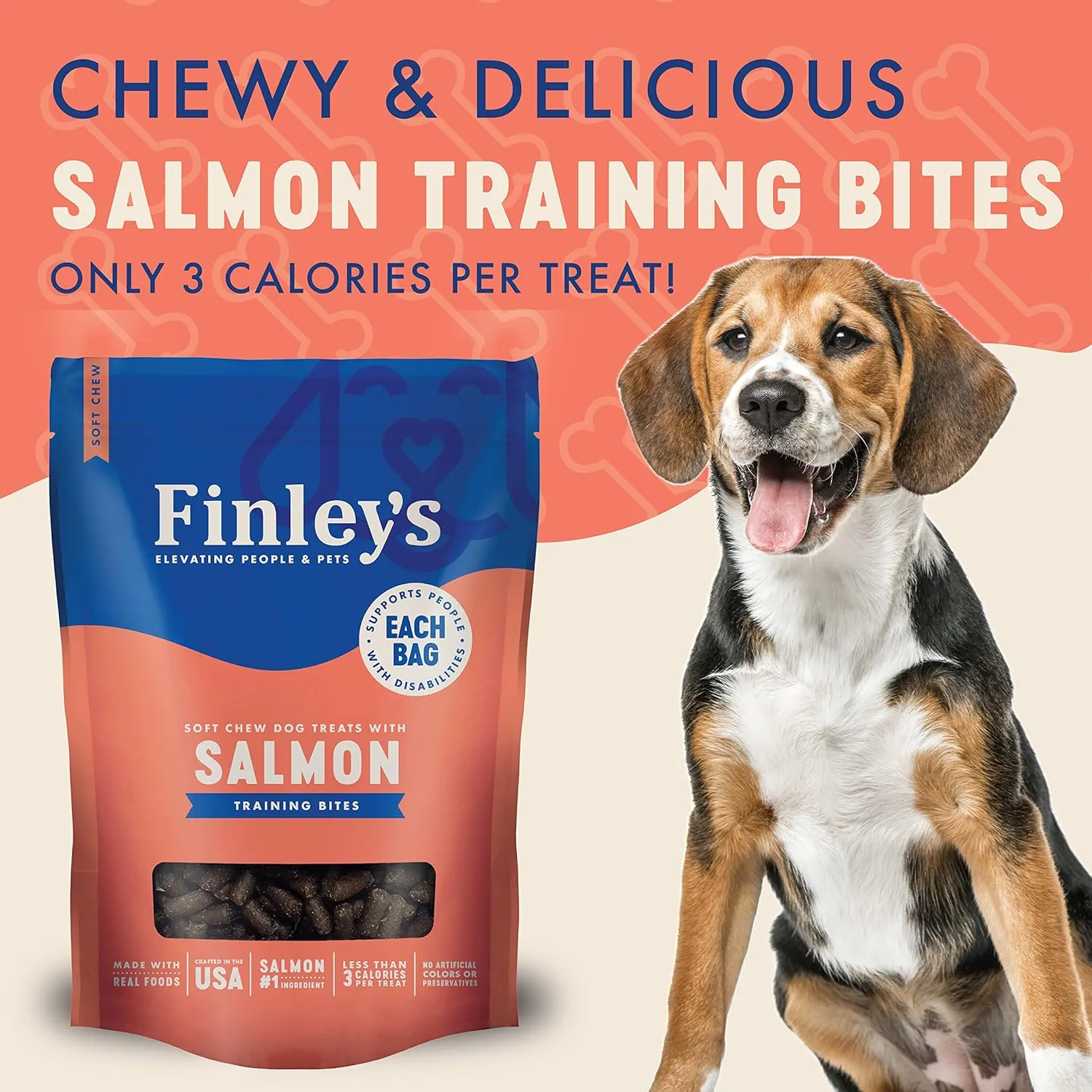 Finley's Barkery Salmon Recipe Soft Chew Training Bites Dog Treats, 6-oz