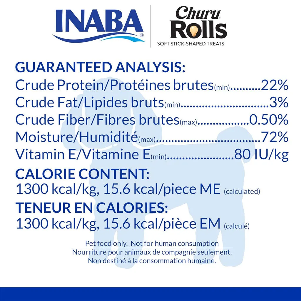 Inaba Churu Rolls Chicken Recipe wraps Chicken with Salmon Dog Treats, 0.42-oz x pack of 8 Tubes