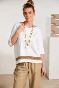 Naya Jersey Top With Pleated Colour Fudge Trim Hemline