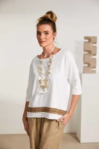 Naya Jersey Top With Pleated Colour Fudge Trim Hemline