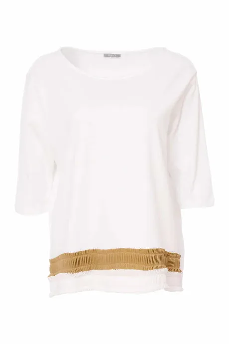 Naya Jersey Top With Pleated Colour Fudge Trim Hemline