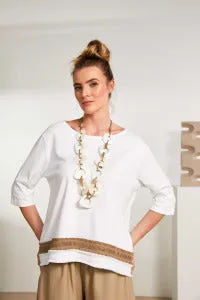 Naya Jersey Top With Pleated Colour Fudge Trim Hemline