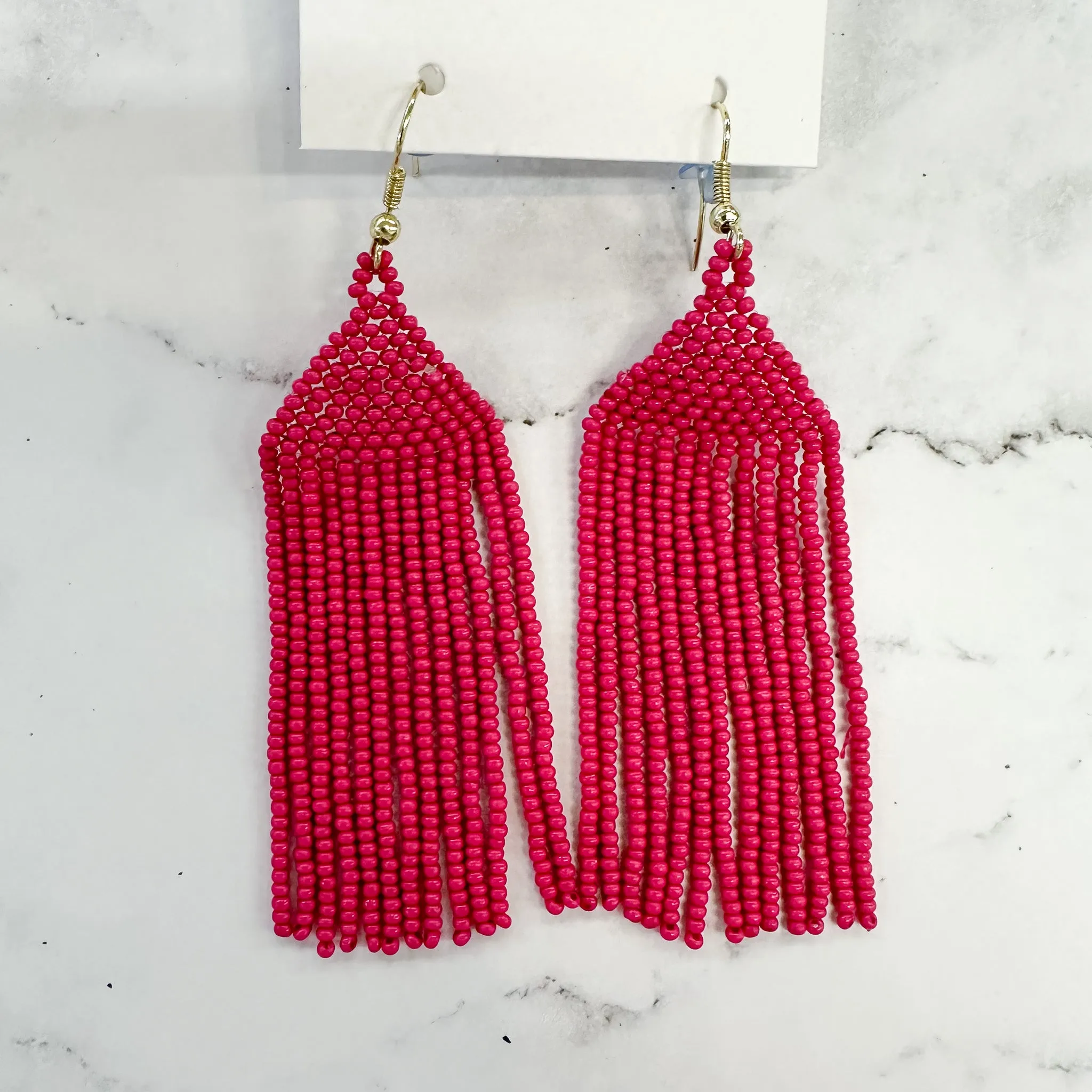 Pink Seed Bead Earrings by Ink & Alloy