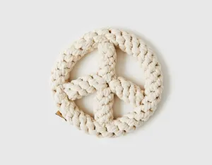 White Peace Sign 7" Rope Dog Toy