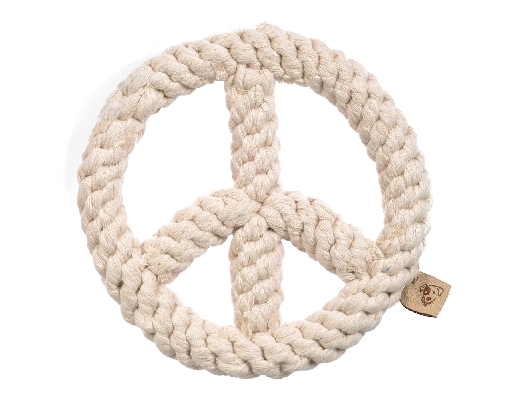 White Peace Sign 7" Rope Dog Toy