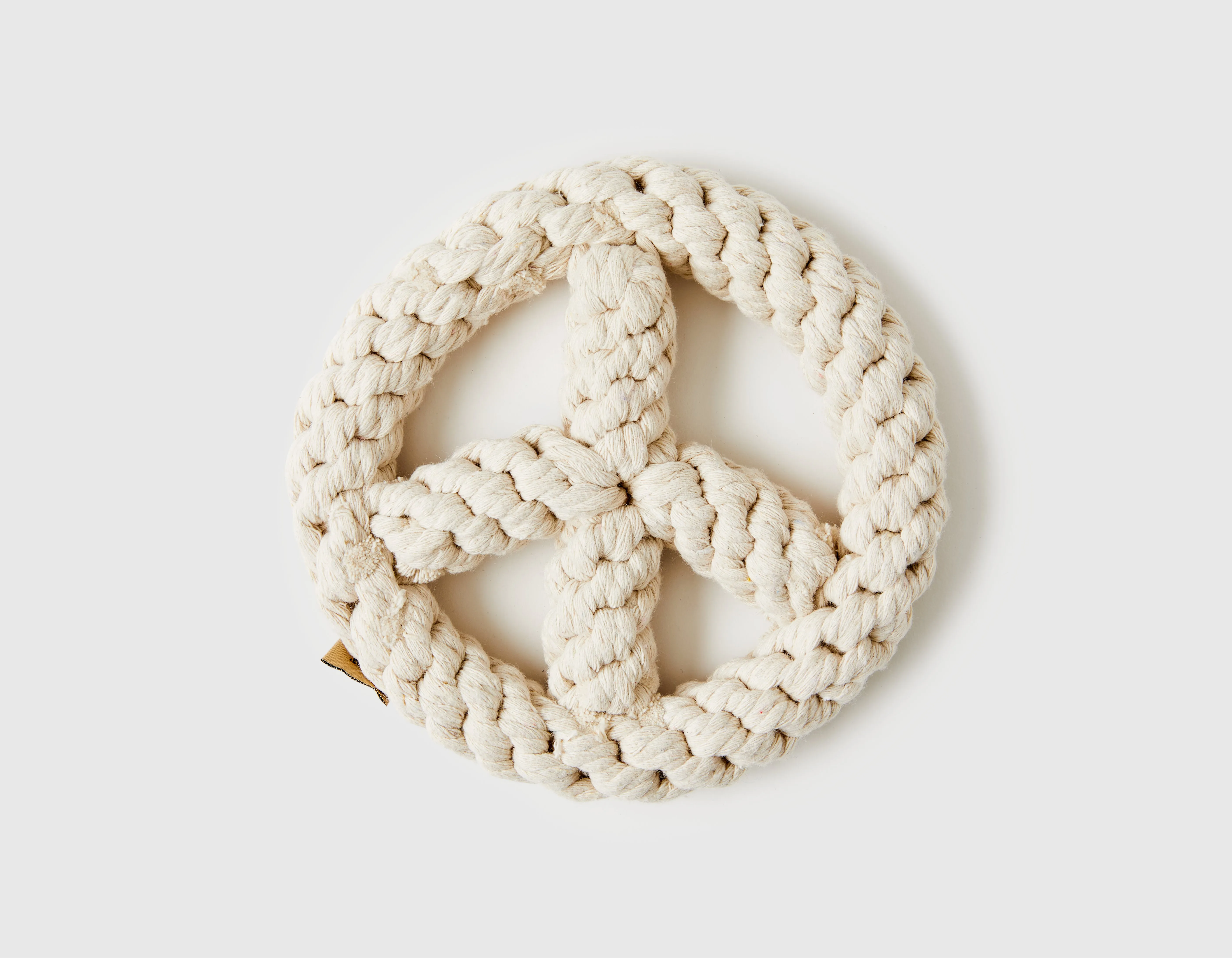 White Peace Sign 7" Rope Dog Toy