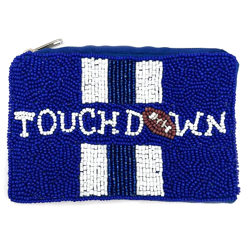 Womens Blue Sparkly Touchdown Coin Purse