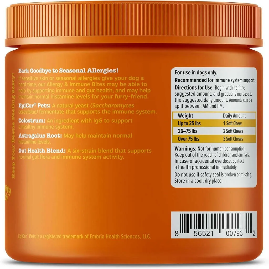 Zesty Paws Allergy & Immune Bites Peanut Butter Flavored Chews for Dogs (90ct)